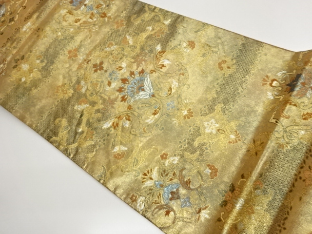 JAPANESE FUKURO OBI / WOVEN FLOWER ARABESQUE